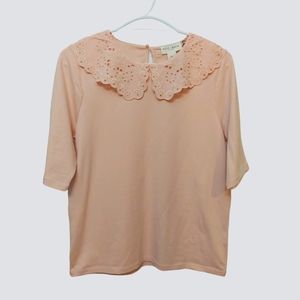 Lindex Pink Bib Top Scalloped Collar T-Shirt Size M